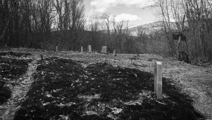 black and white photo of a cemetery