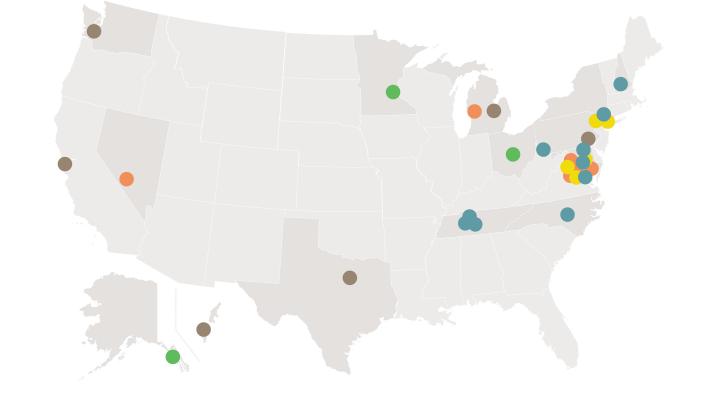 Info graphic showing BAHI fellows locations in United States