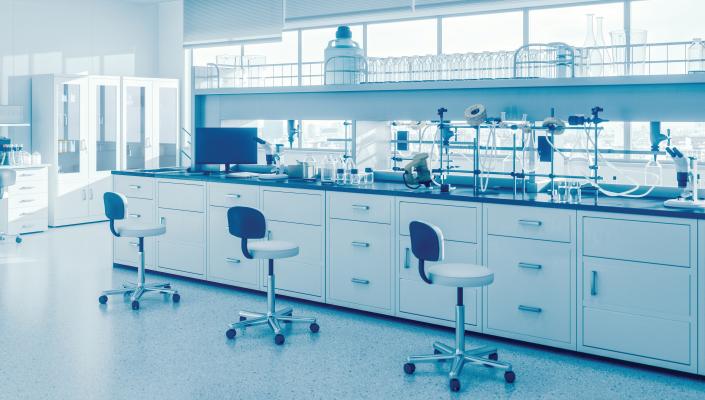 Photograph of an empty science laboratory