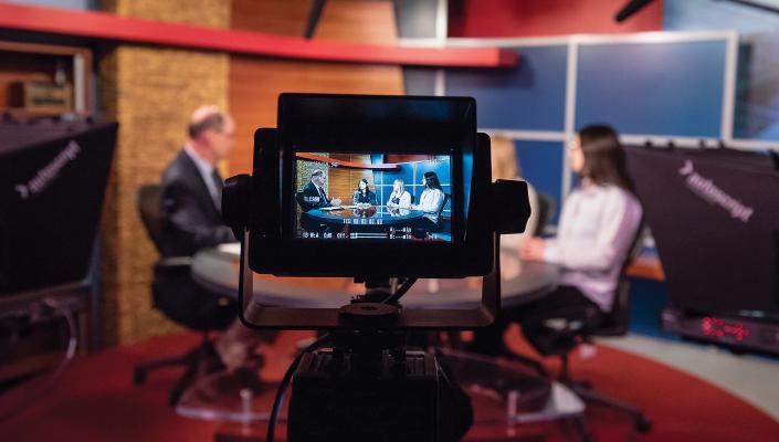 Image of public health students in television studio