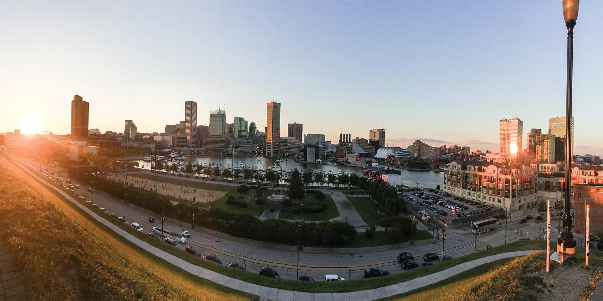 a view of the Baltimore skyline