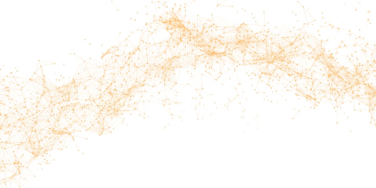 Orange lines making up a digital code float in space.