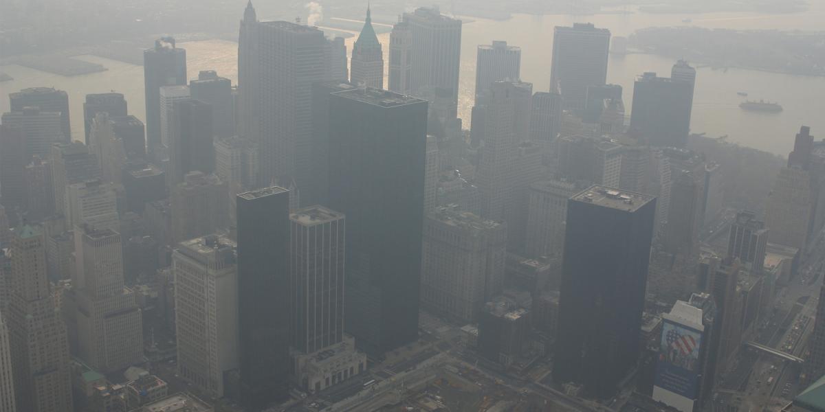 photo of a city in smog