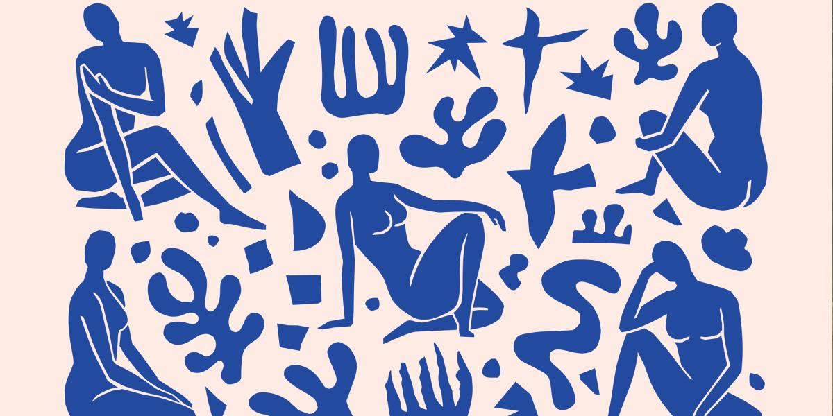 Henri Matisse-like female figure cutouts in different poses.