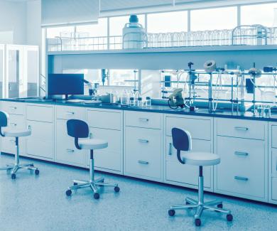 Photograph of an empty science laboratory